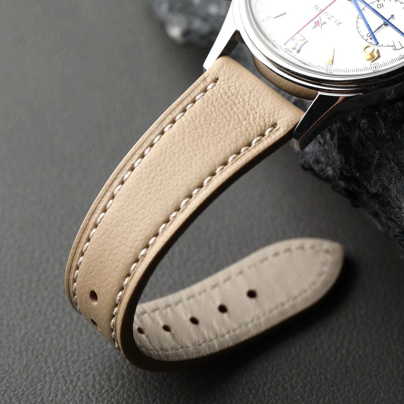 High-End French Goatskin Leather Strap 18 19 20 21 22MM Teal Quick Release, Soft Strap Compatible with GT5 6 41mm 46mm Vintage