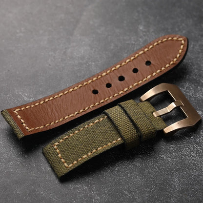 Bracelet de montre en toile bronze fait main pour homme, bracelet de style vintage, martelé, structuré, épais, noir, vert, 20mm, 22mm, 24mm, 26mm
