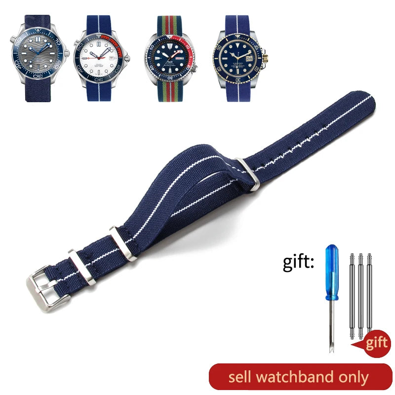 Retro Parachute Nylon Watch Strap for Rolex Tudor Biwan Omega Heuer IWC Men High-Density Knit 18 20 22mm Replacement Accessories
