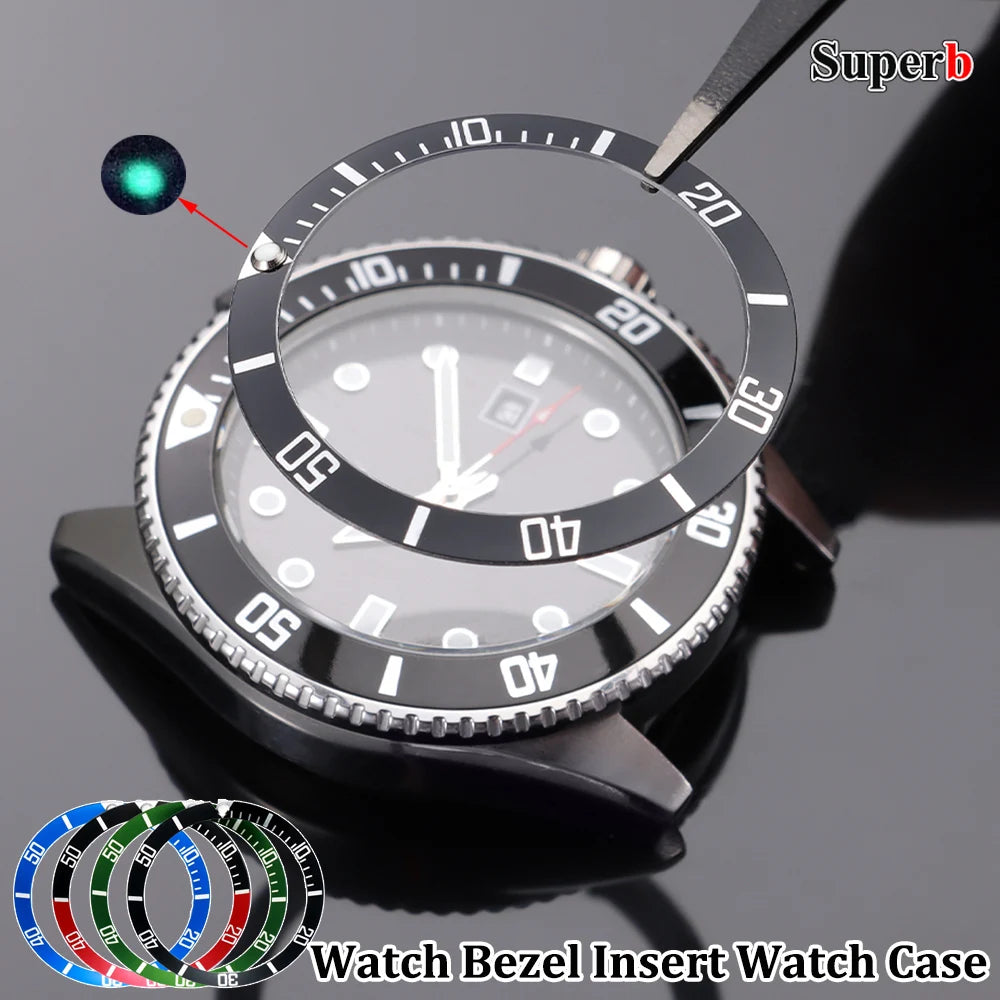 Flat Aluminum Watch Bezel Insert 37.5mm * 30.5mm, Fashion Style, for Rolex GMT Diving Watch Case, Seiko Movement Compatible, Men's/Women's Watch Part