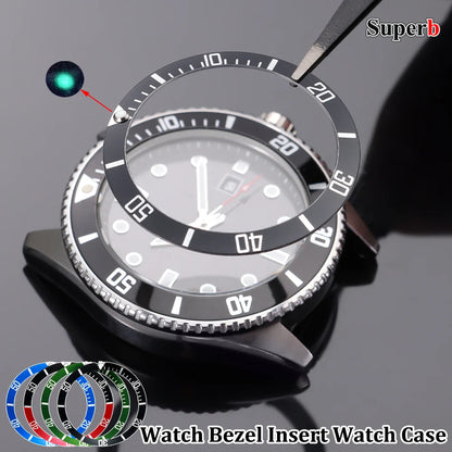 Flat Aluminum Watch Bezel Insert 37.5mm * 30.5mm, Fashion Style, for Rolex GMT Diving Watch Case, Seiko Movement Compatible, Men's/Women's Watch Part