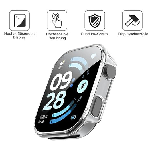 غطاء + زجاج لساعة Xiaomi Redmi Watch 6، واقي شاشة، إطار حماية من الزجاج المقسى، غلاف حماية، ملحقات