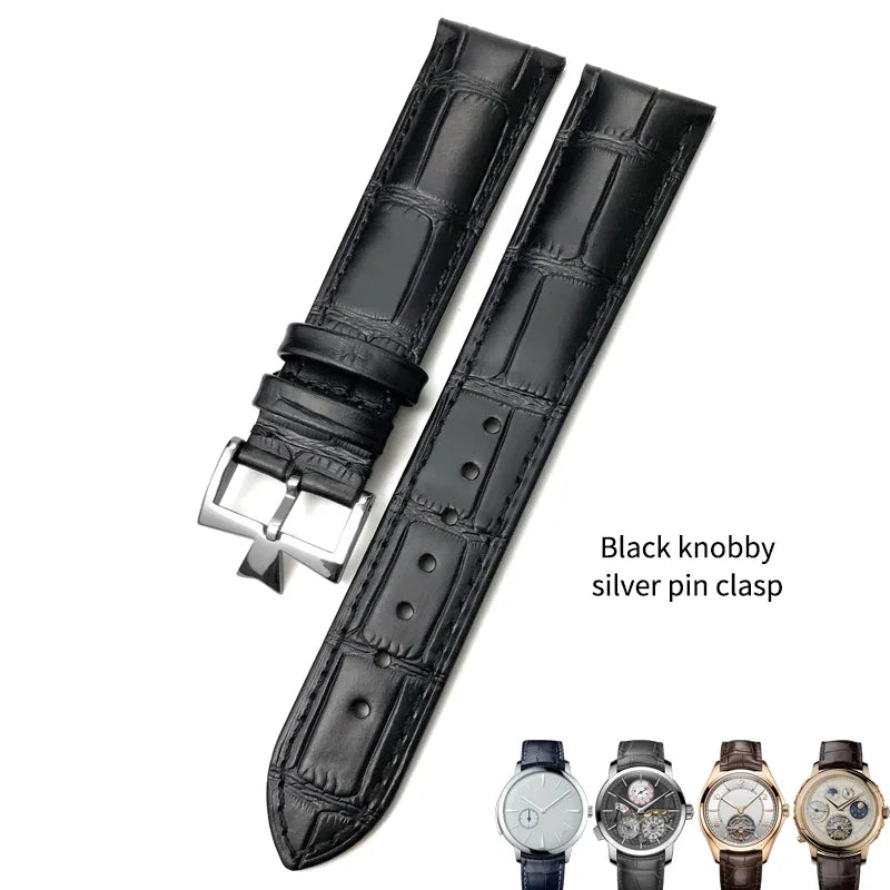 Bracelet de montre en cuir véritable de vache, 19mm, 20mm, 21mm, 22mm, adapté pour Vacheron Constantin, bracelet de montre en cuir de veau crocodile, noir et marron