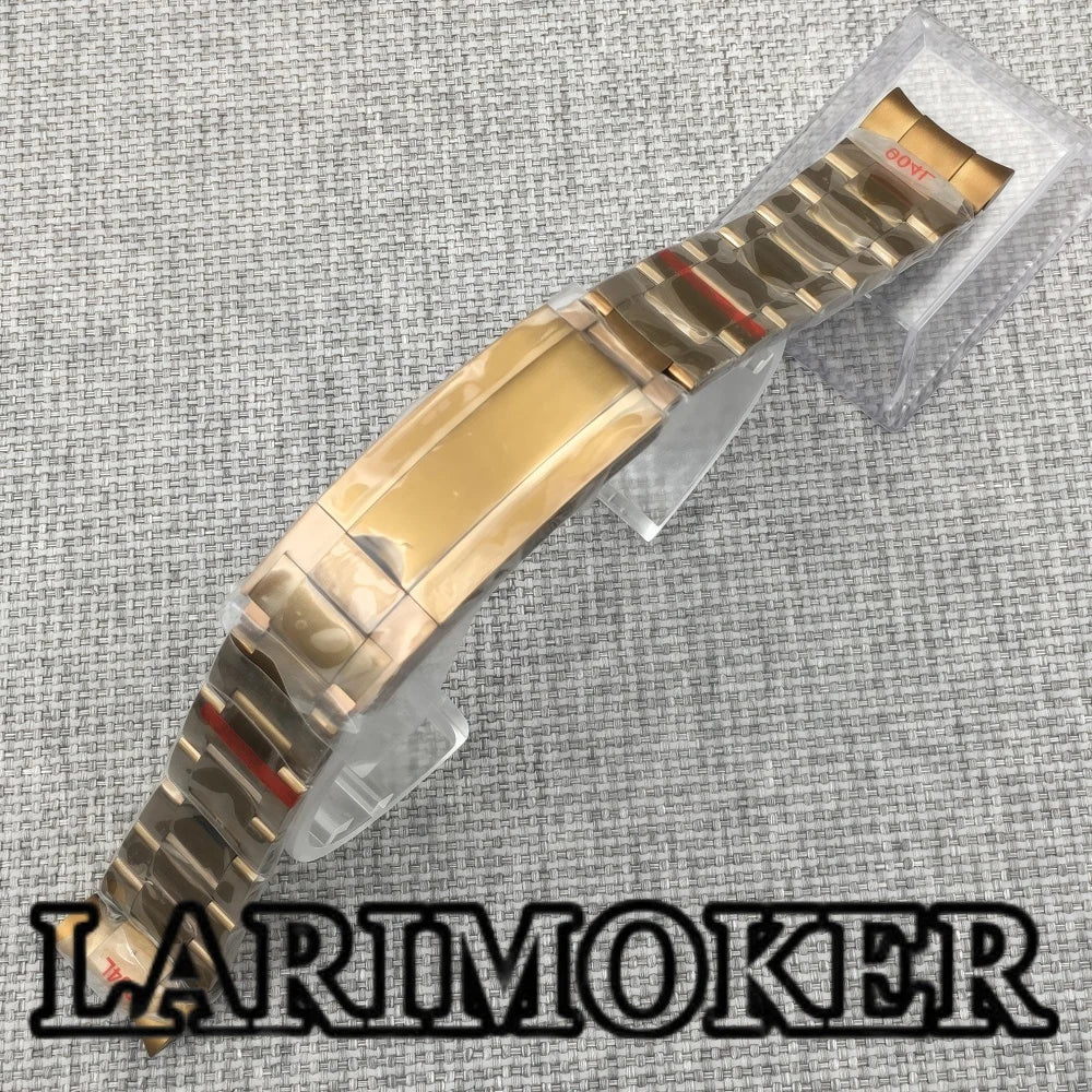LARIMOKER 20mm 904L bracelet solide en acier inoxydable Bronze bracelet de montre boucle pliante huîtres/jubilé bracelet pour hommes