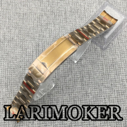 LARIMOKER 20mm 904L bracelet solide en acier inoxydable Bronze bracelet de montre boucle pliante huîtres/jubilé bracelet pour hommes