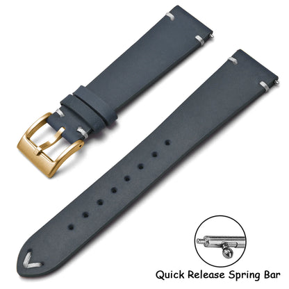 Quick Release Crazy Horse Leather Watch Strap, 18mm 20mm 22mm, Brown, for Men and Women, Compatible with Seiko Omega Huawei