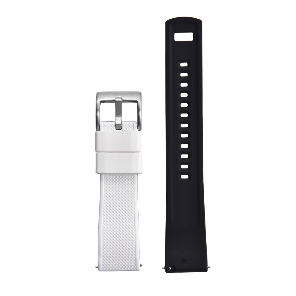 Nuovo cinturino per orologio a sgancio rapido Tropical Waffle CTS bianco FKM da 20 mm e cinturino per orologio subacqueo in gomma fluorocarbonica tradizionale da 22 mm
