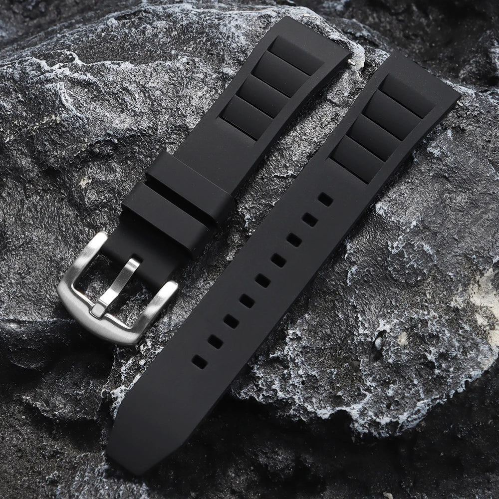 Bracelet en caoutchouc silicone respirant 20 mm 22 mm pour hommes et femmes, à libération rapide, étanche, pour plongée et sport, bracelet de remplacement pour montre