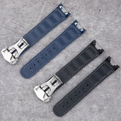 Bracelet en caoutchouc et Silicone, 19mm 20mm, pour Omega Seamaster 300 AT150 Aqua Terra, Bracelet de montre en acier inoxydable, boucle pliable