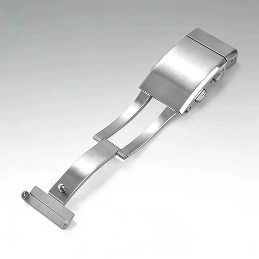 Double Push Silver Safety Clasp, 18mm 20mm 22mm, Stainless Steel Watch Strap Clasp, Extended Foldable Solid Watch Buckle for Seiko