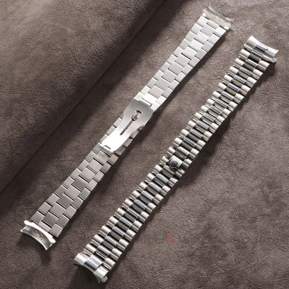 Bracelet en métal massif de 20mm pour bracelet en acier inoxydable à extrémité incurvée Rolex pour boucle présidentielle Oyster pour hommes argent or
