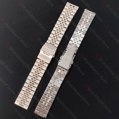 Bracelet en acier inoxydable massif pour hommes, 18mm 19mm 20mm 21mm 22mm 24mm, pour Seiko SKX pour Bracelet jubilé, extrémité incurvée, accessoires de montre