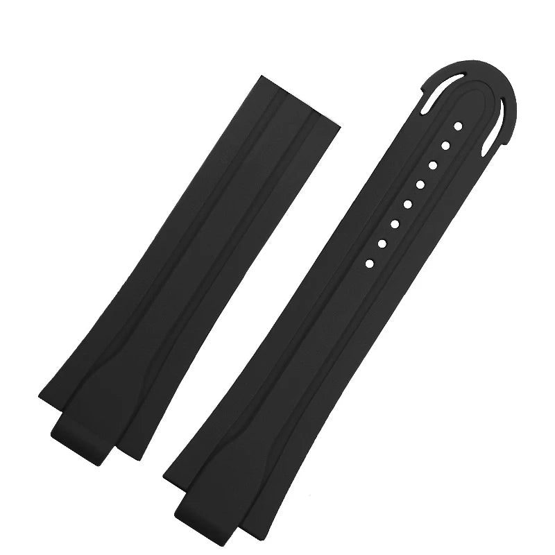 Rubber and silicone watch strap for diving sports, watch band, raised mouth, stainless steel, has a clasp, ORIS 7730 and 7740 series, 24x12mm
