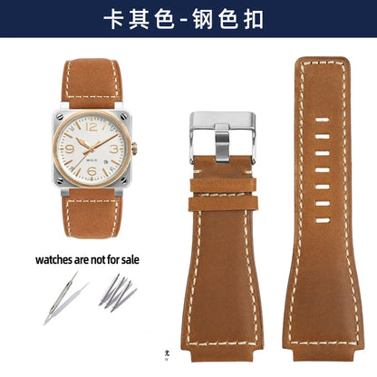 Pour bracelet de montre Bell & Ross BR ceinture de montre pour hommes BR01 BR03 bracelet de montre en cuir Bell Ross 35X24mm interface convexe pour hommes