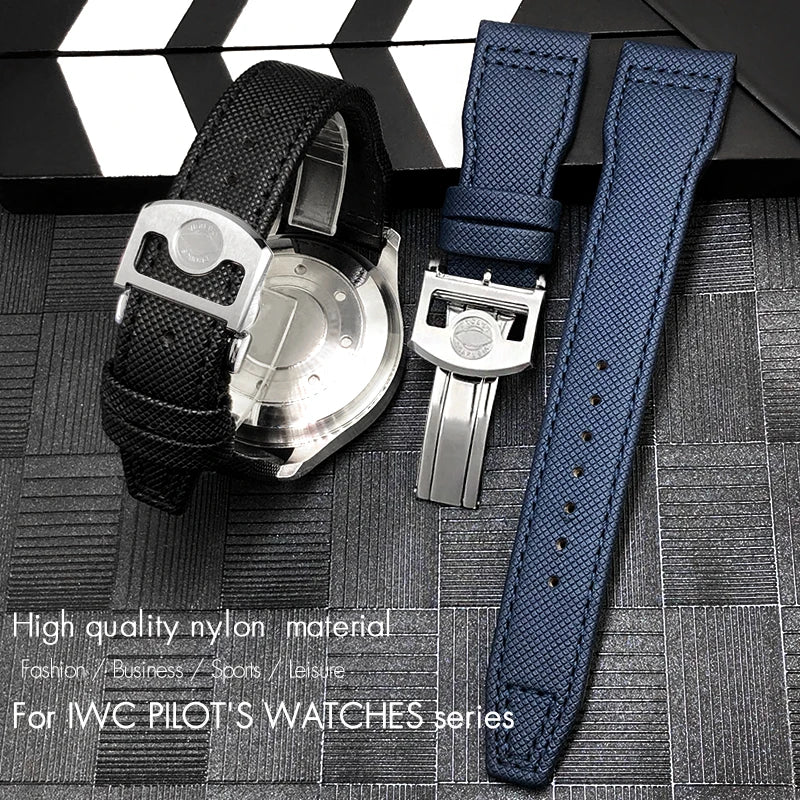 Cinturino per orologio in pelle di vitello e nylon, 20mm 21mm 22mm, per IWC BIG Pilot SPITFIRE TOP GUN IW3890 IW3880, nero, verde, blu