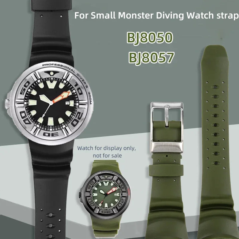 Bracelet en caoutchouc à extrémités courbées pour Citizen Promaster BJ8050, bracelet de montre BJ8057, bracelet de montre BJ8050 Deep Sea Monster, bracelet étanche