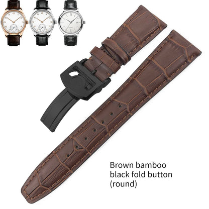 Bracelet de montre en cuir véritable pour hommes, 20mm, 21mm, 22mm, pour IWC, portugais, pilote, marron, noir, bleu