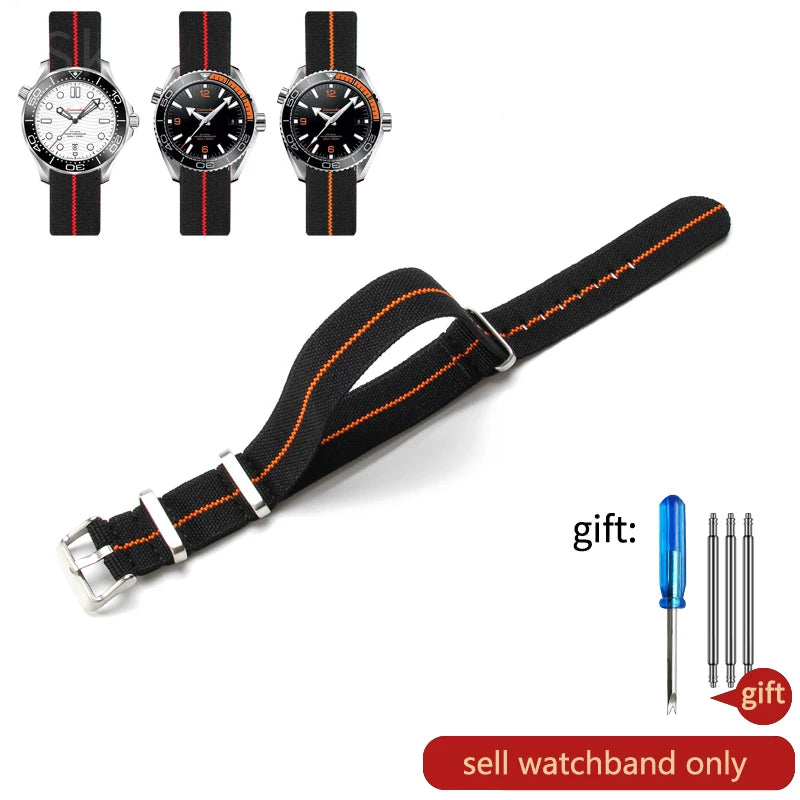 Retro Parachute Nylon Watch Strap for Rolex Tudor Biwan Omega Heuer IWC Men High-Density Knit 18 20 22mm Replacement Accessories