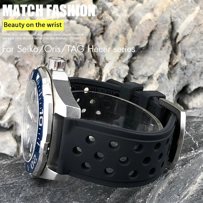 Bracelet de montre en silicone 22 mm 21 mm 20 mm pour Tag Heuer F1 Seiko SKX 5 Oris Divers Sports Watch Series Accessoires Bracelet de montre en caoutchouc