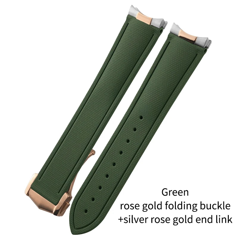 Cinturino per orologio flessibile in gomma fluorurata FKM di alta qualità, 20/21 mm, cinturino per orologio da immersione per Omega Aqua Terra Seamaster 300 Rolex GMT Submariner