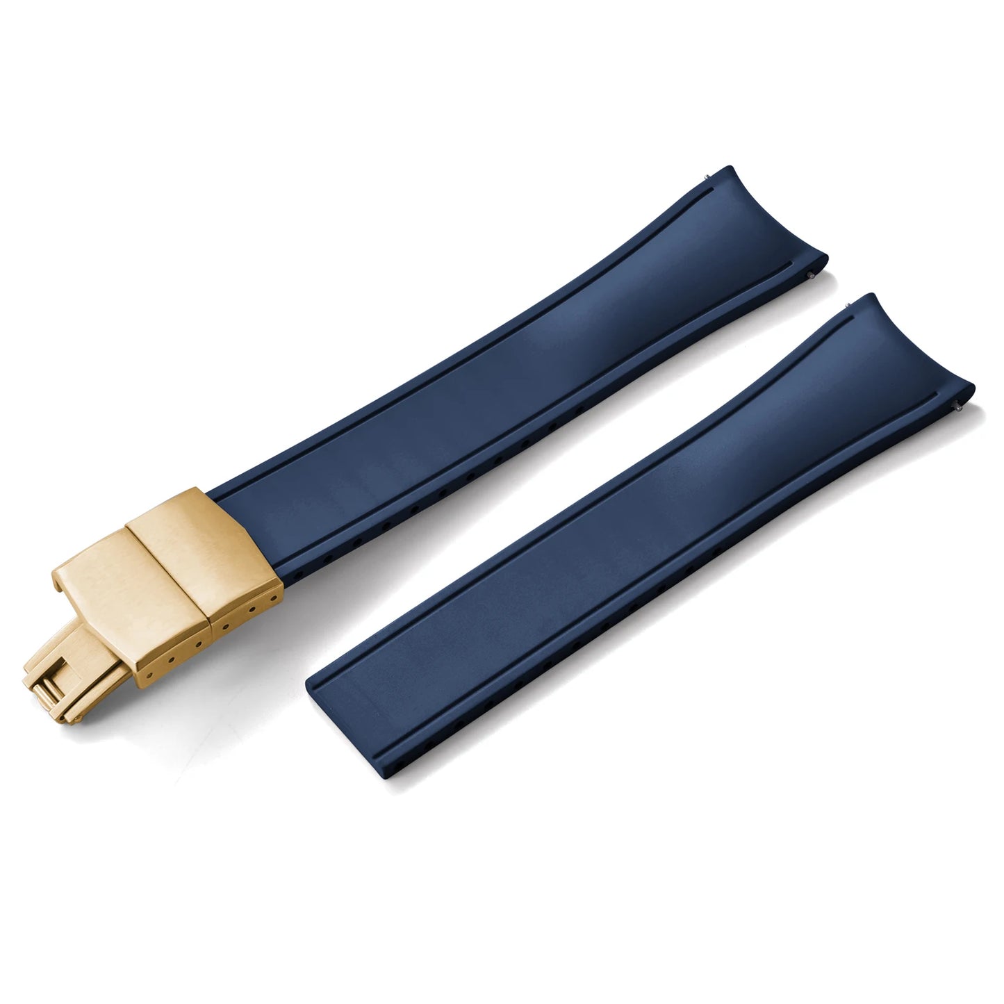 TONJETT for d-elug Curved FKM Rubber Watch Band 20mm 22mm Curved CTS Watch Strap Cut to Size Quick Release Butterfly Buckle