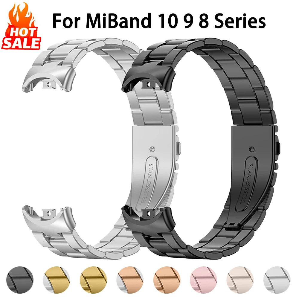Stainless Steel Bracelet for Xiaomi Mi Band 10 9 8 Accessories Replacement Pulseira Xiaomi Smart Band 10 9 8 Metal Strap Correa