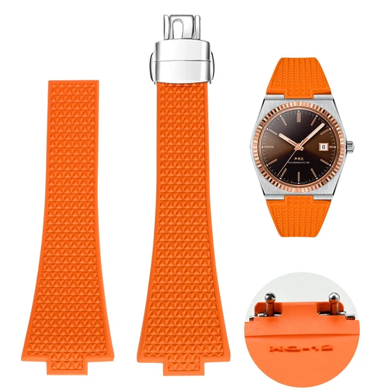 Quick-release watch strap for Tissot PRX series 11mm 12mm T137.407/T137.410 Super Player Fluorocarbon Rubber Watch Strap FKM