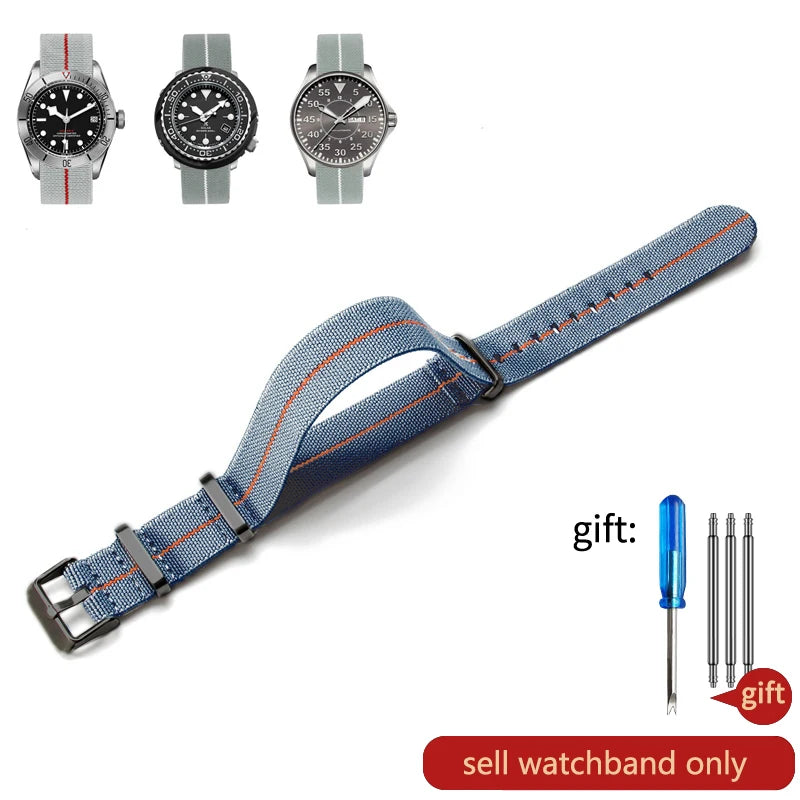 Retro Parachute Nylon Watch Strap for Rolex Tudor Biwan Omega Heuer IWC Men High-Density Knit 18 20 22mm Replacement Accessories