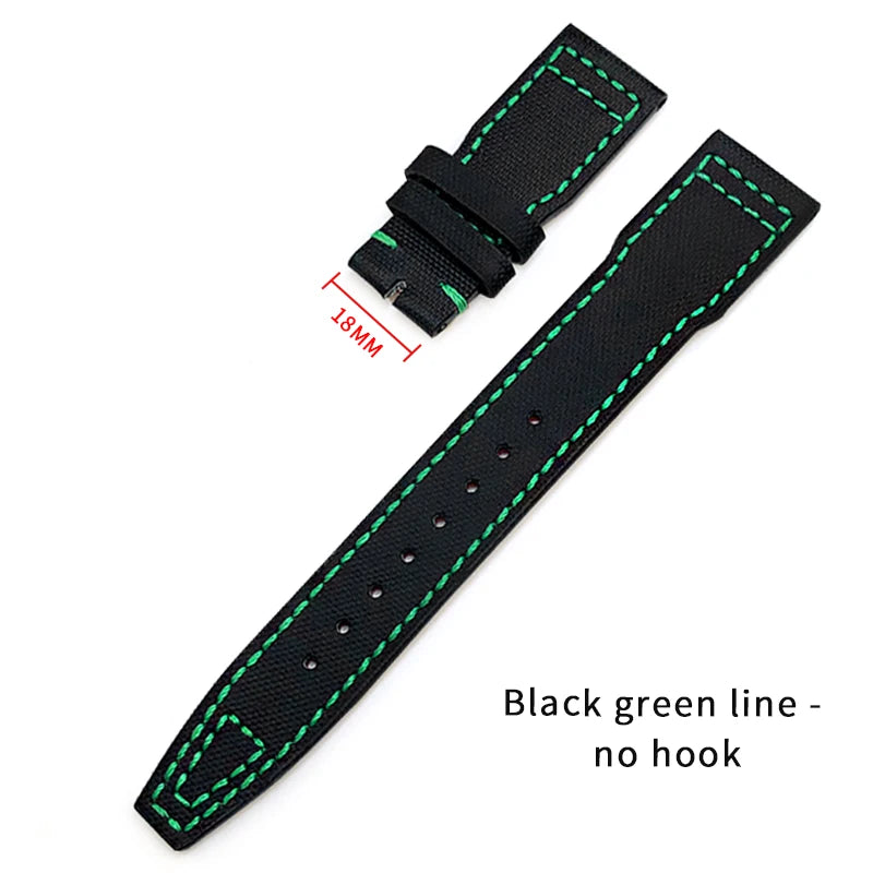 Bracelet de montre en cuir de Nylon 20mm 21mm 22mm pour montres IWC Big Pilot PORTOFINO IW3777 bracelet de montre en cuir de vache bleu vert noir rouge
