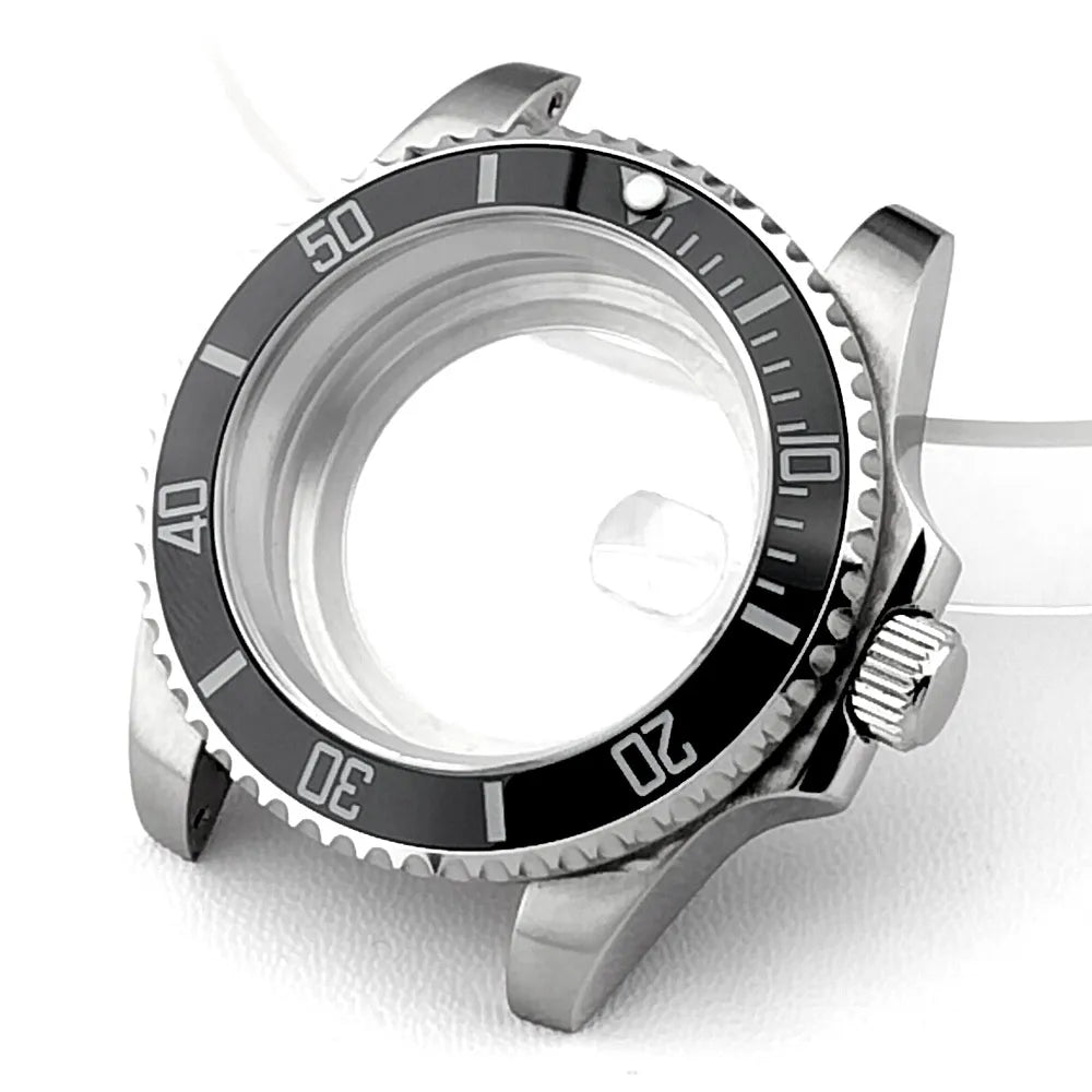 Cassa per orologio secondario in argento di alta qualità, 40,5 mm, adatta per NH-35/36, vetro zaffiro, cassa in metallo, parti e accessori resistenti all'acqua fino a 50 bar