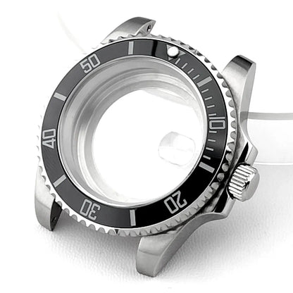 Cassa per orologio secondario in argento di alta qualità, 40,5 mm, adatta per NH-35/36, vetro zaffiro, cassa in metallo, parti e accessori resistenti all'acqua fino a 50 bar