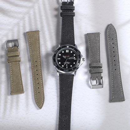 Quick-release thin canvas watch strap, made of vintage nylon fabric, 20mm 22mm, retro style, men's belt accessories