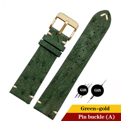 Cinturino per orologio in pelle di struzzo per Tissot Citizen Seiko nero verde acqua fantasma Braccialetto universale morbido Cinturino per orologio 18mm 20mm 22mm