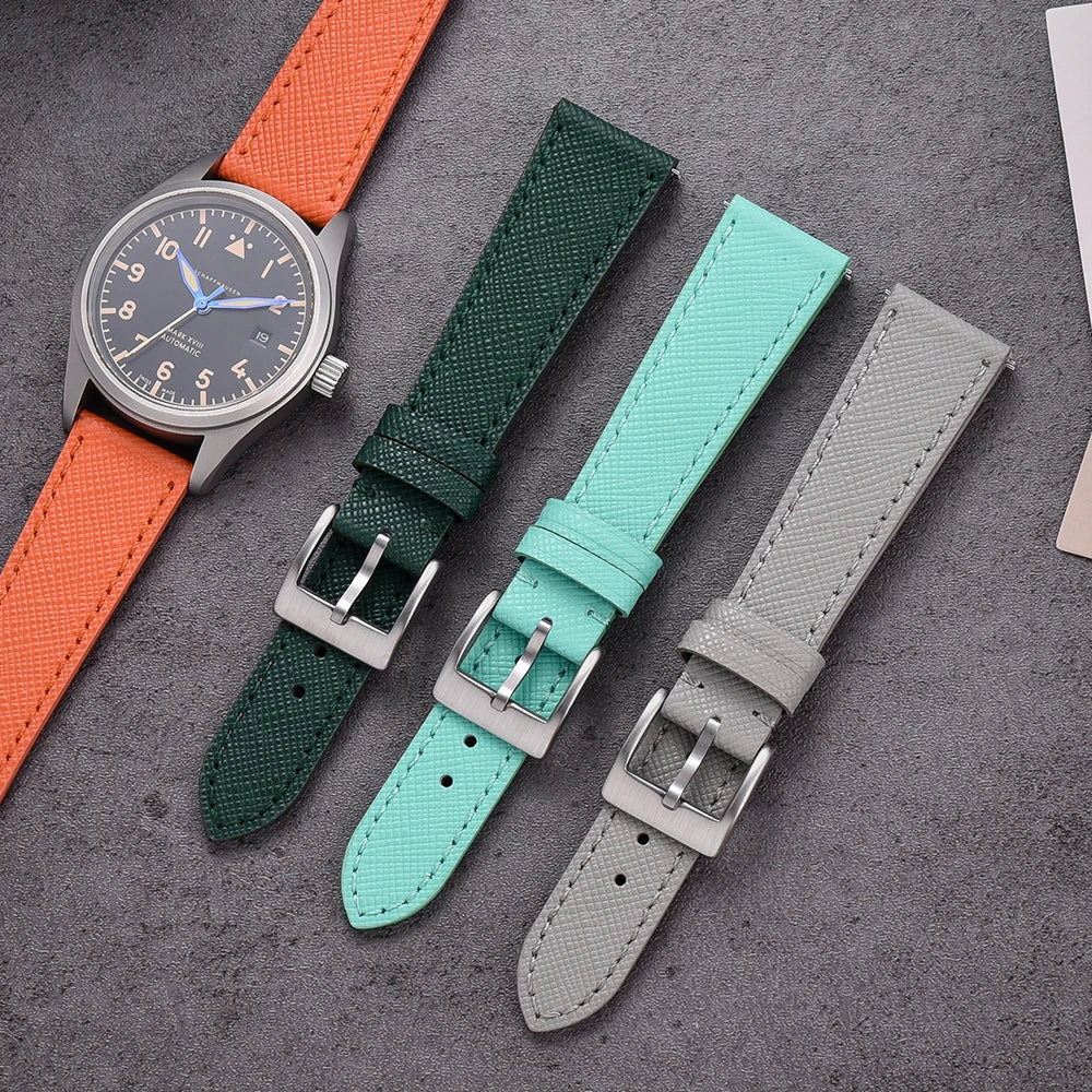 Cinturini per orologi in pelle di vitello di qualità cinturini per orologi in pelle Saffiano 18/19/20/21/22/23/24mm cinturini accessori per orologi