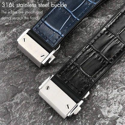 Cinturino per orologio in vera pelle di alta qualità a sgancio rapido da 27 mm per Hublot Big Bang 411, cinturino in pelle bovina con fibbia deployante da uomo
