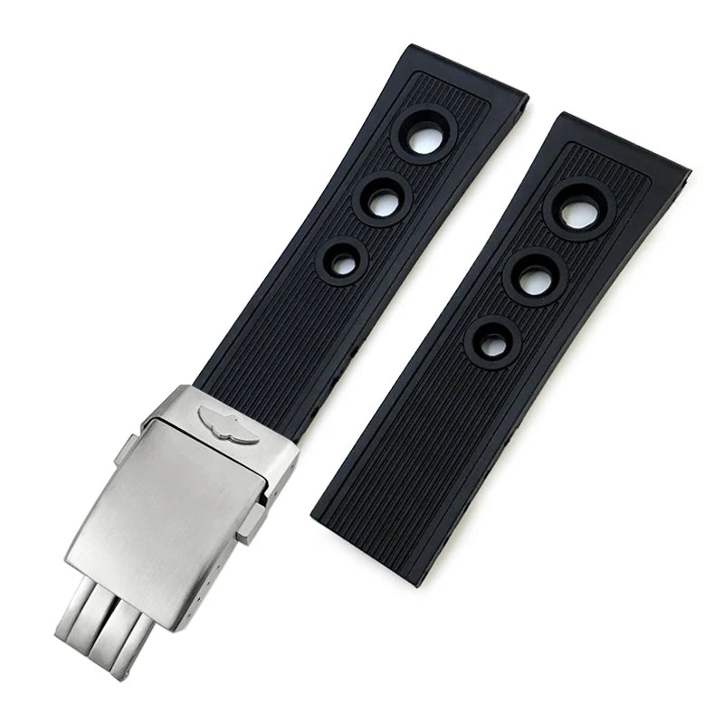 Bracelet de montre en caoutchouc de Silicone, 19mm 20mm 21mm 22mm 23mm 24mm, adapté au bracelet de montre Breitling Avenger Heritage Superocean Tudor Longines
