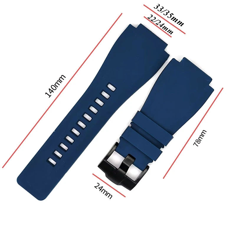 Bracelet de montre en Silicone souple pour hommes, 22/24mm, pour Bell Rose Police BR01/BR03, étanche, pièces de rechange avec outil