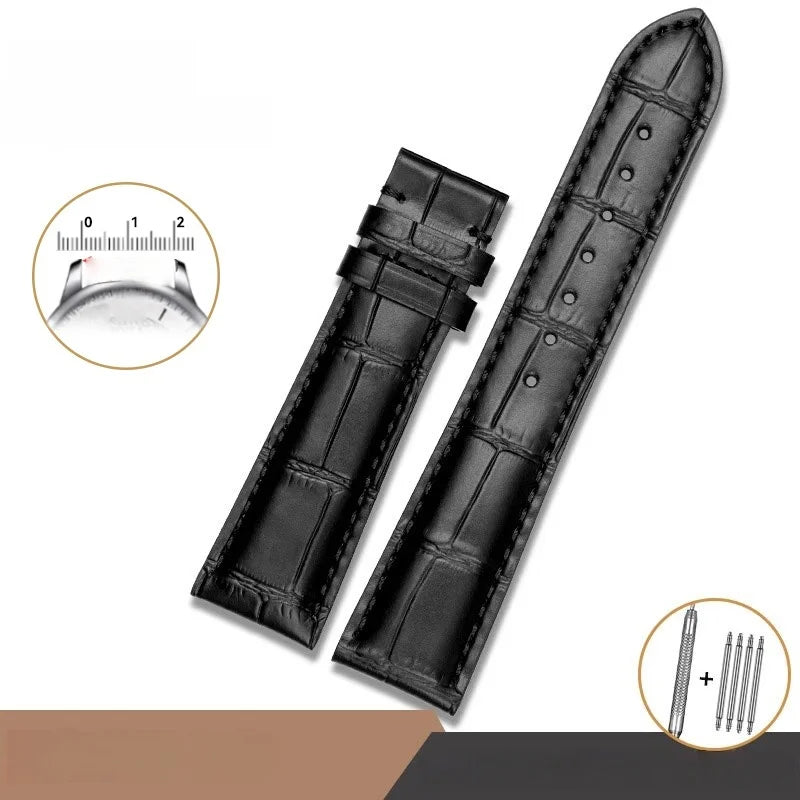 Tissot 真皮表带 - 适用于天梭 T41 力洛克、De Luca、优雅系列男士腕表，尺寸 18mm/19mm/2