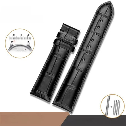 Tissot 真皮表带 - 适用于天梭 T41 力洛克、De Luca、优雅系列男士腕表，尺寸 18mm/19mm/2