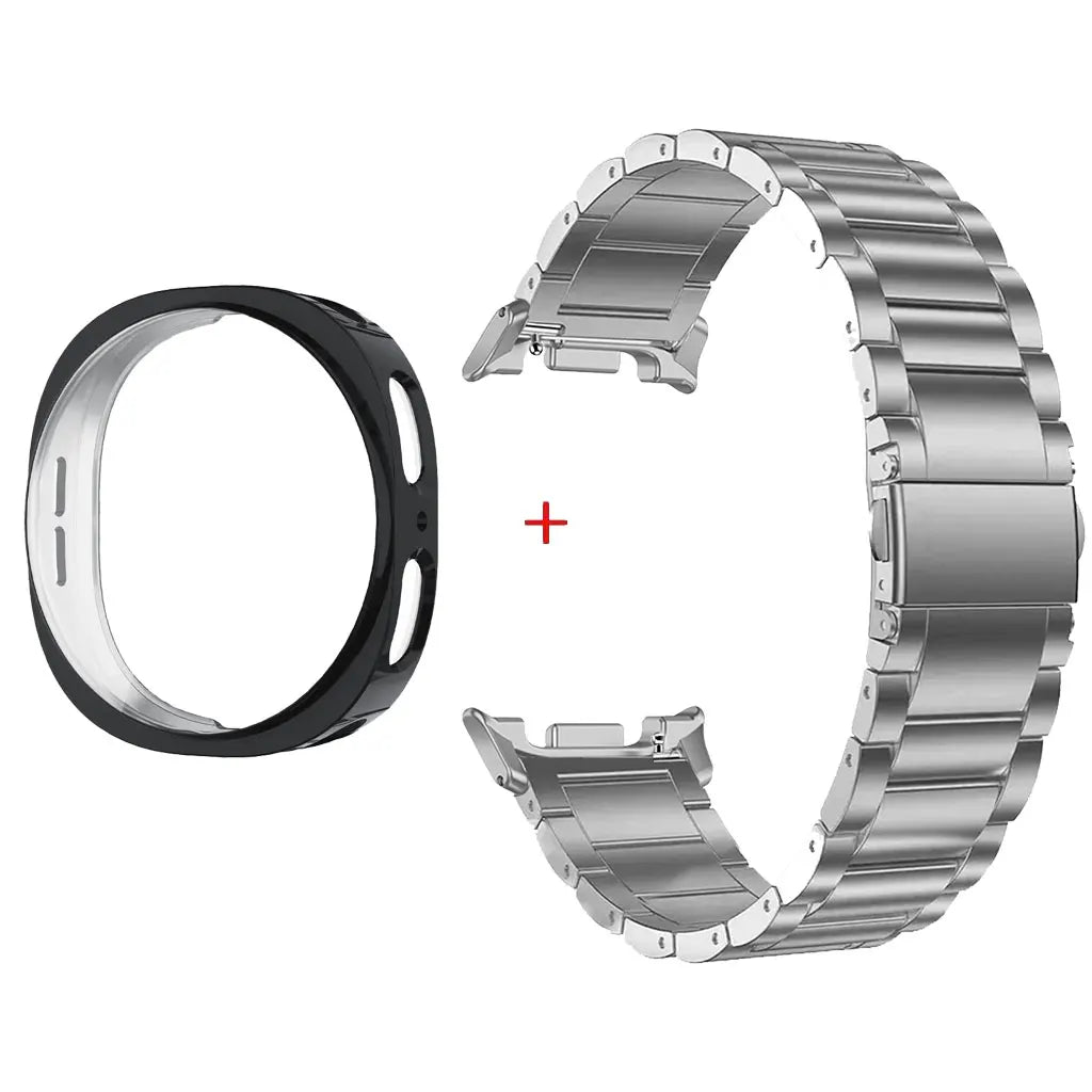 Stainless Steel Watch Band + Case for Samsung Galaxy Watch 8 40mm 44mm, Full Cover Metal Strap