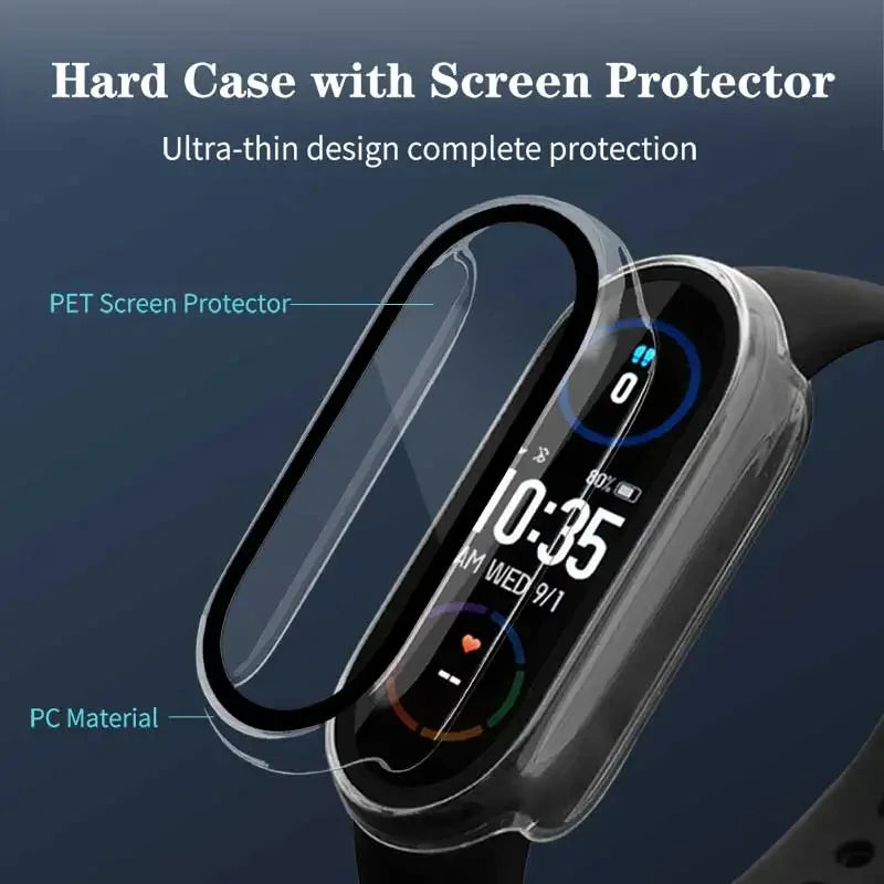 Verre trempé + étui PC pour Xiaomi Mi Band 10 9 8, housse antichoc, protection d'écran entièrement rigide, accessoires Xiaomi Smart Band 10 9