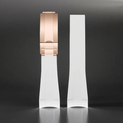 FKM – Bracelet de montre en caoutchouc, extrémités incurvées de 20mm, résistant à la sueur, pour Rolex Submariner Style et Omega x Swatch