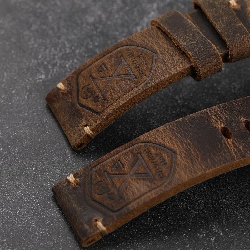 Handmade First Layer Cowhide Watch Strap, 20 22 23 24 26MM, Brown Padded, for PAM111 441, Soft Men's Bracelet