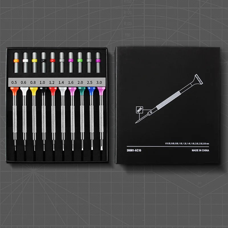 Jeu de tournevis de précision 0.5-3.0mm, Kit d'outils de réparation de montres, tournevis pour montres, lunettes, outils d'horloger de téléphone portable 10 pièces