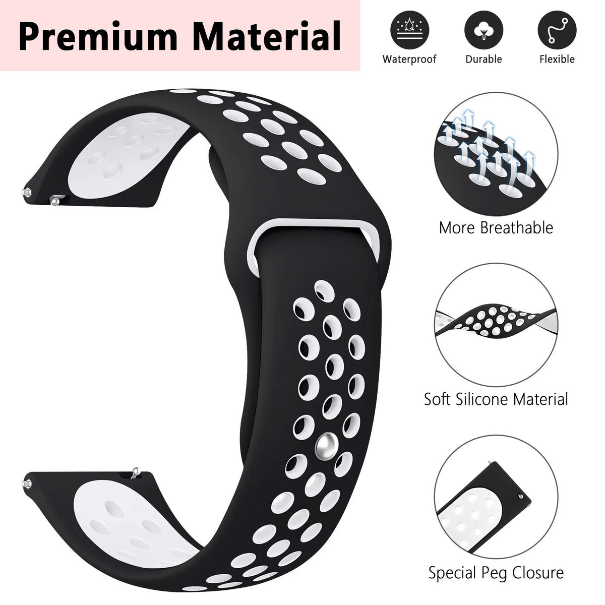 Cinturino in silicone da 20 mm 22 mm, per Amazfit Bip 6 5/GTS 3/2/2e/GTS2 Mini/GTR 3 Pro/42 mm/47 mm/2/2e/Stratos 2/3 Pro Sport Correa