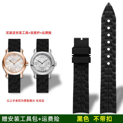 Montre Chopard Happy Diamond avec bracelet en silicone pour femme, bracelet de montre en caoutchouc étanche 15mm 18mm