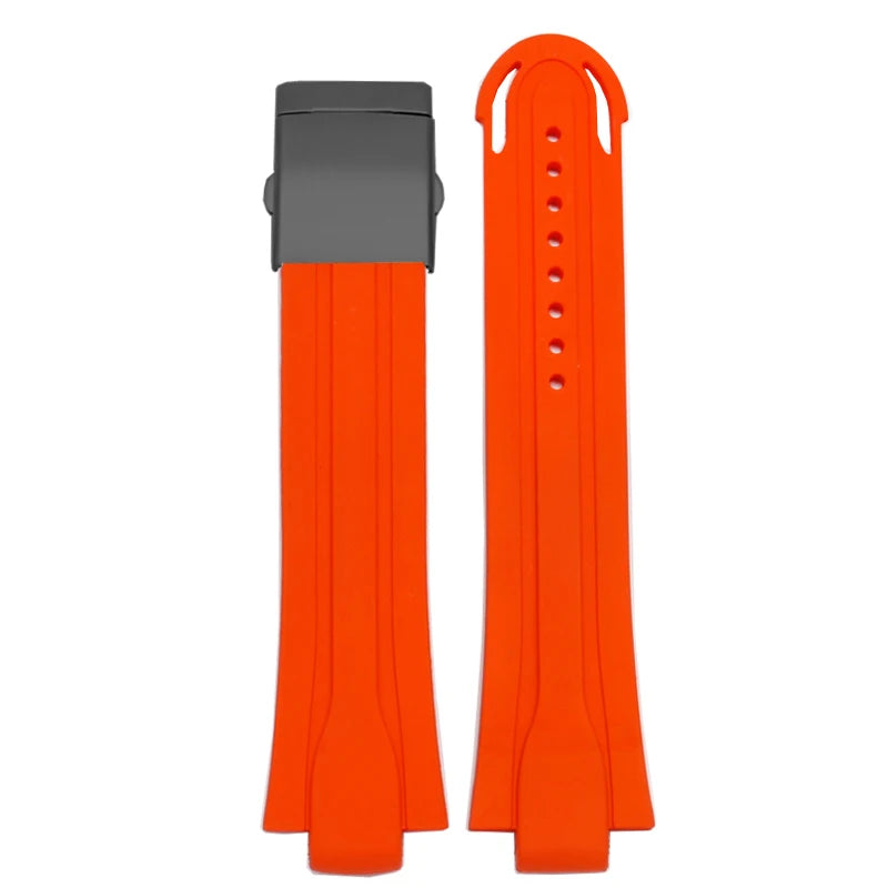 Rubber and silicone watch strap for diving sports, watch band, raised mouth, stainless steel, has a clasp, ORIS 7730 and 7740 series, 24x12mm