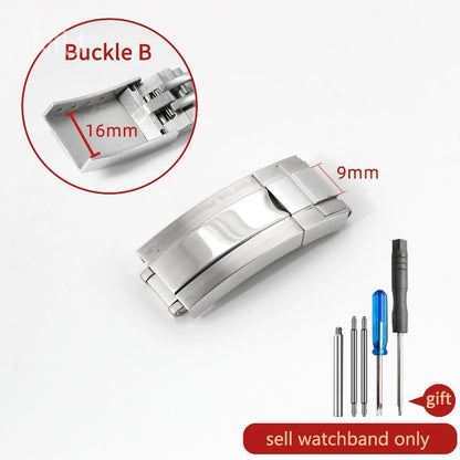 Original folding clasp in 904L stainless steel, for Rolex watch, frosted brushed silver, new Version Submariner 9x9 9x16mm
