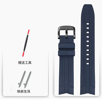 21mm FKM Fluorine Rubber Quick Release Strap for Longines Conquest L3.781/L3.782/L3.742.2 Hydroconquest, Men's Fluorine Rubber Watch Band