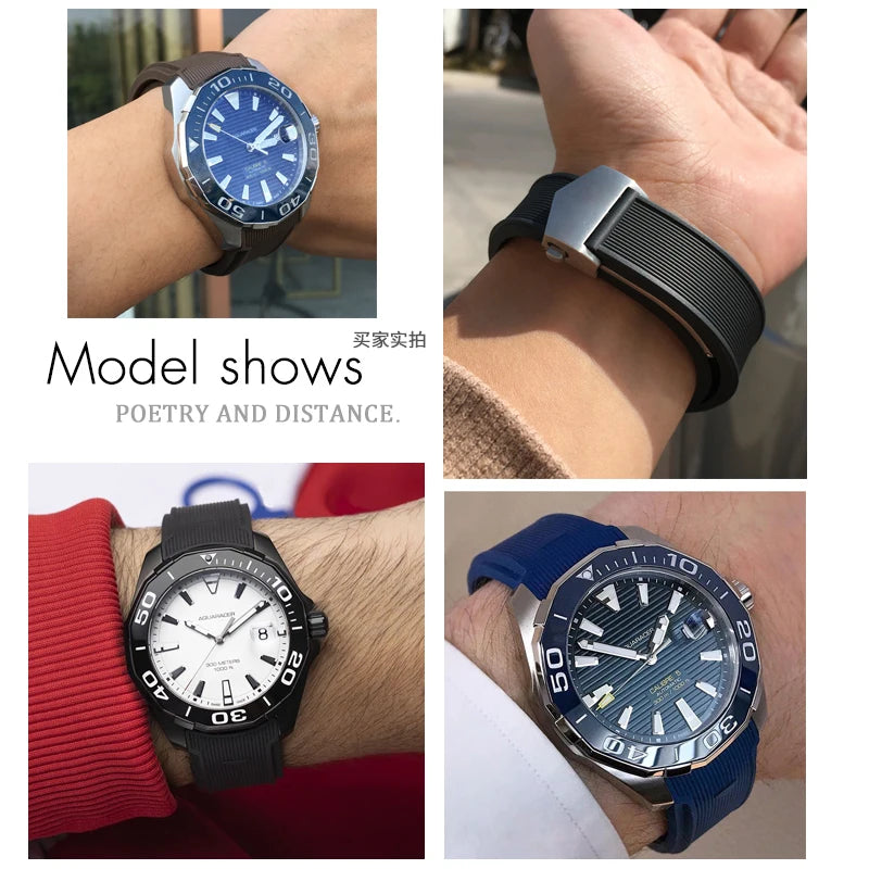 Bracelet de montre en caoutchouc et Silicone, 20mm 22mm, adapté à Tag Heuer CARRERA AQUARACER 300 500 WAY201A WAY211C, accessoires de montre de plongée